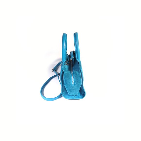 Brandon Blackwood Turquoise Blue Suede Arlen Bag - Picture 10 of 11